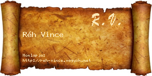 Réh Vince névjegykártya